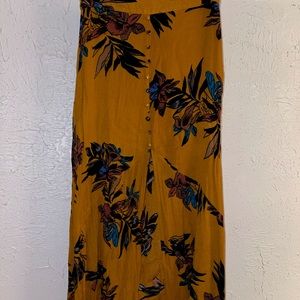 Size medium mustard yellow floral maxi skirt